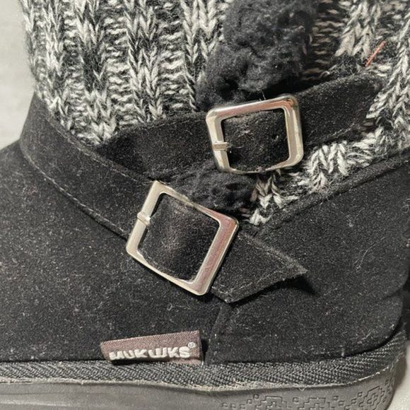 MUK LUKS WOMEN'S ALYX BOOTS Size 6 MID-CALF PULL ON FASHION BLACK SUEDE - Picture 2 of 8